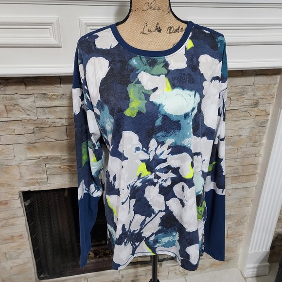 The North Face Dawndream‎ Long Sleeve Shirt Blue Floral Print Plus Sz 2XL New - Picture 5 of 9